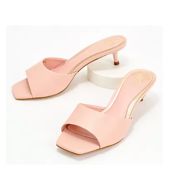 Vince Camuto Shoes - Vince Camuto Leather Kitten Mules - Faiza - 6M - Pale Peony
